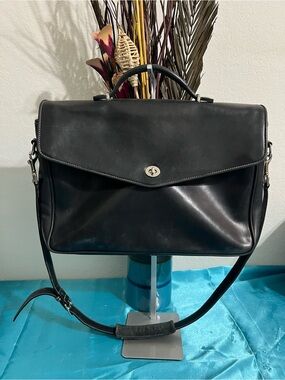 Vintage Coach Y2K Black Leather Top-Handle Messenger Bag - Laptop bag